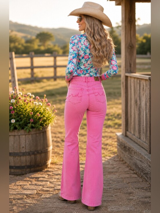 Ranch Dress’N Denim - RANCH DRESS'N Fallon Taylor Signature "Retro Pink" washed trouser jeans S (2-4)